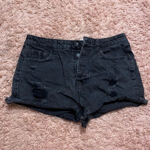 Forever 21 High-waisted Black Ripped Denim Shorts
